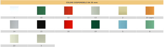 Colori disponibili veneziane 35